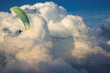 Motor powered para-glider against sky Motor powered para-glider against sky