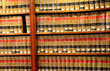 Close up shot of books in Law book library