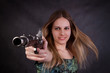 Girl the pirate with a pistol