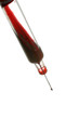 Spritze mit Blut und Herz aus Zucker