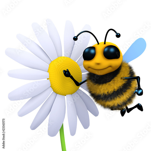 Illustration: 3d Flower attracts honeybee 3d Flower attracts honeybee