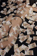 Photo: A woman lying on the bed is covered with fifty Euro banknotes A woman lying on the bed is covered with fifty Euro banknotes