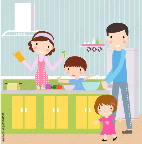 Vector: familly cook familly cook