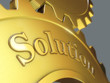 Solution concept. Two gears with word Solution.