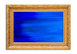 Gold frame and blue abstract painting.