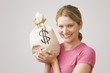 Woman Holding Money Bag