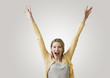 Excited Woman with Arms in the Air