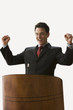 Businessman with Arms Raised - Isolated.