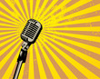 Vintage microphone background, vector illustration