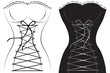 Collection of artistic sexy female corsets isolated on white