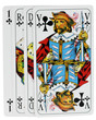 cartes à jouer, trèfles, fond blanc