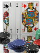 double paires de cartes et jetons de poker