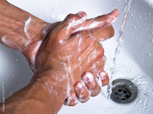 Photo: washing soapy hands washing soapy hands