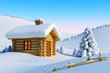 house in snow mountain
