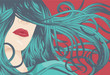 Beautiful woman with detailed blue hair Beautiful woman with detailed blue hair