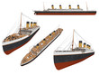 Collage of isolated ship