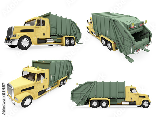 Illustration: Collage of isolated dump truck Collage of isolated dump truck