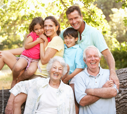 Photo: Portrait Of Extended Family Group In Park Portrait Of Extended Family Group In Park