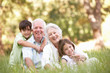 Grandparents In Park With Grandchildren