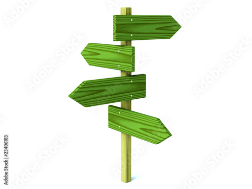 Wooden direction arrows isolated on white background