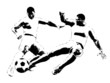 Fußballspieler im Zweikampf - Zeichnung - Silhouette