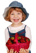happy little girl with strawberries