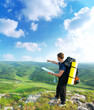 Man tourist in mountain