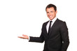 Business man presenting over a white background