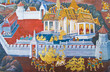 Thai art on The Emerald Buddha temple wall,Thailand