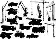 heavy machinery and cranes silhouettes heavy machinery and cranes silhouettes