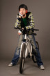 bicyclist on gray