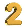 Illustration: Number 2, in gold metal on a white isolated background TO HAVE T Number 2, in gold metal on a white isolated background TO HAVE T