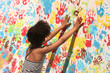 Girl playing with paint