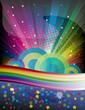 Rainbow Disco Background with circle and stars Rainbow Disco Background with circle and stars