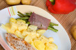 Hänchenfilet mit Kartoffeln und Bohnen