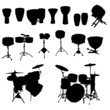 Set of drums silhouettes Set of drums silhouettes