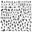 Vector silhouettes of flying people