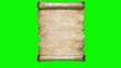 Unrolling vintage piece of parchment paper isolated background