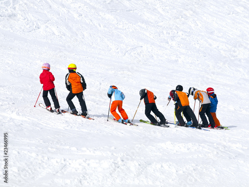 Photo: Children practicing ski Children practicing ski