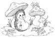 Vektor: Igel, Pilze, Raupe, Herbst, Wald, Pilz Igel, Pilze, Raupe, Herbst, Wald, Pilz