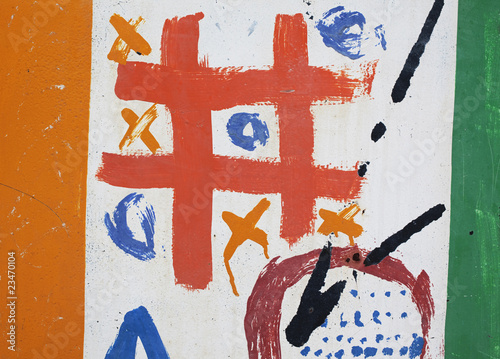 Photo: tic-tac-toe game painted on wall tic-tac-toe game painted on wall