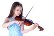 girl with violin isolated on white