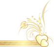 Golden hearts with decorative sprig on the ribbon. Vector Golden hearts with decorative sprig on the ribbon. Vector