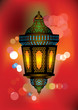 Intricate arabic lamp with beautiful lights in the background Intricate arabic lamp with beautiful lights in the background