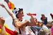 Enthusiastische Fußballfans im Stadion