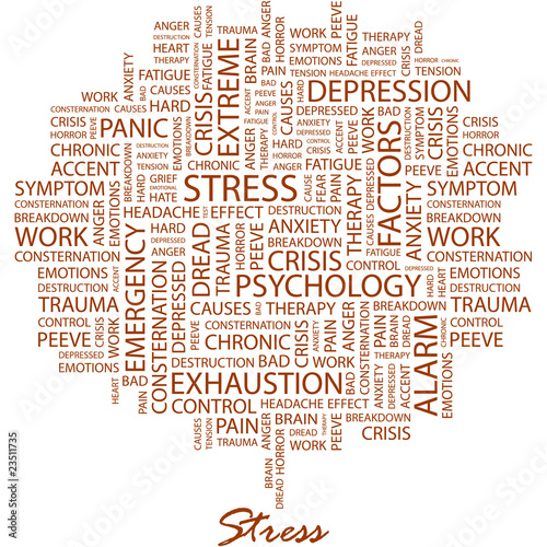 Vector: STRESS. Word cloud concept illustration. STRESS. Word cloud concept illustration.