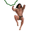 the apeman out of the jungle. 3D rendering with clipping path an the apeman out of the jungle. 3D rendering with clipping path an