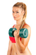 Woman doing fitness with weights