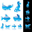 Animals crystal icon set.