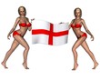 Beautiful blonde England supporters with flag